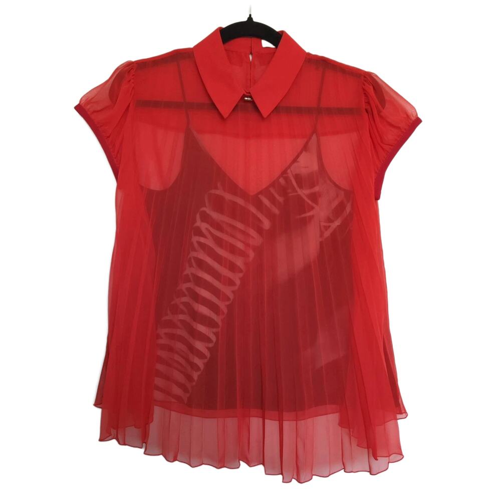 Schiaparelli Double-layer Silk Crêpe Red Blouse, 38F, Excellent Condition
